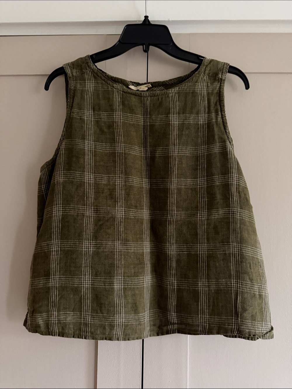 100% Linen Plaid Tank Top